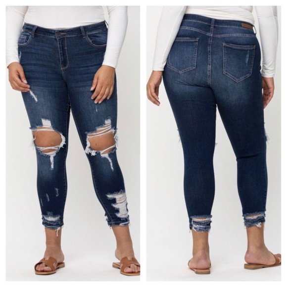 Plus Size Distressed Skinny Jeans - Picture 2 of 2